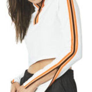 EMMA & SAM LONG SLEEVE TEE WITH ORANGE ZIPPER TRIM
